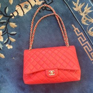 Chanel red XL shoulder bag